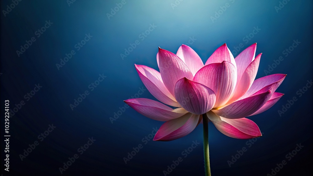 Fisheye Pink lotus flower against dark blue background Fisheye Pink lotus flower against dark blue background