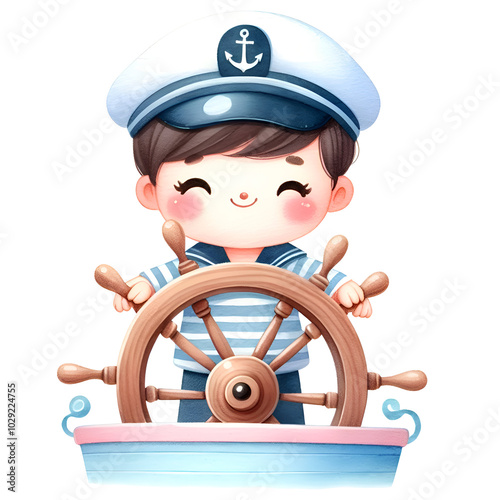 Cute Sailor Clipart, Sailor Boy Clipart, Lighthouse Clipart, Dolphin Clipart, Ocean Clipart, Mariner, baby shower clipart, Watercolor Clipart 