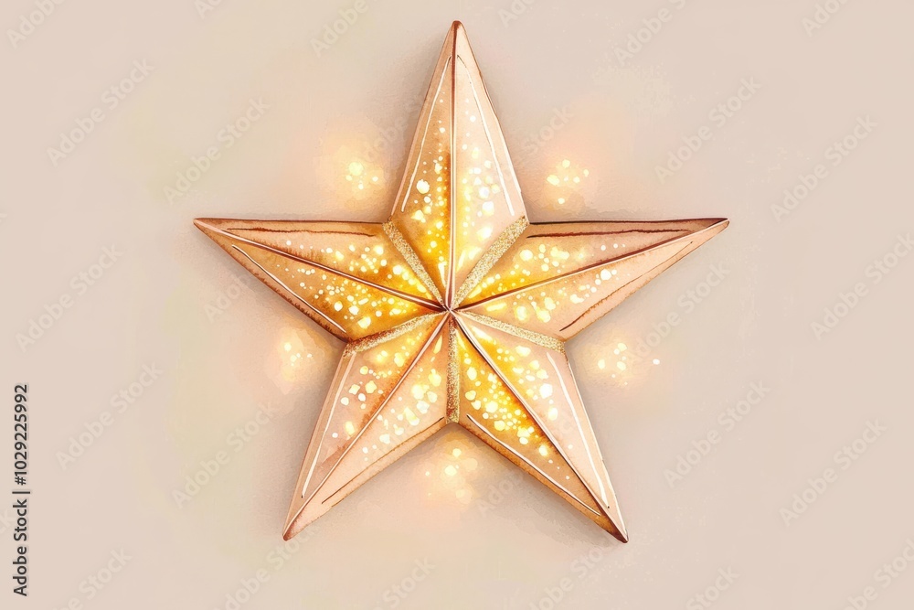 Obraz premium Illuminated star shape, white isolate background