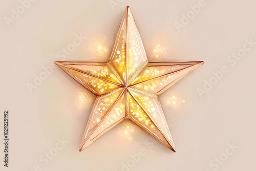 Illuminated star shape, white isolate background