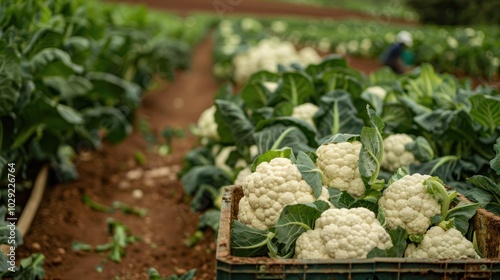 Freshly Harvested Caulifower in a Field