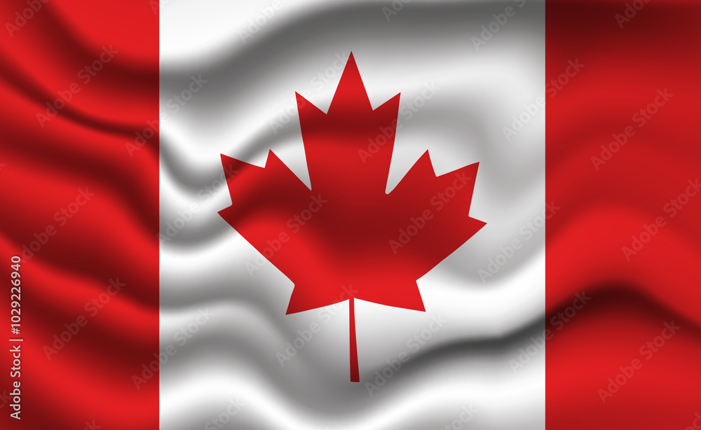 Waving Canadian Flag 3D Illustration. The National Flag of Canada. Waving Canadian Flag 3D Illustration. The National Flag of Canada.
