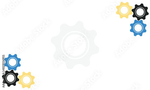 cog wheels vector illustration. Customer support icon. Technical support engineering light background concept. Website under construction page. Web Page maintenance.