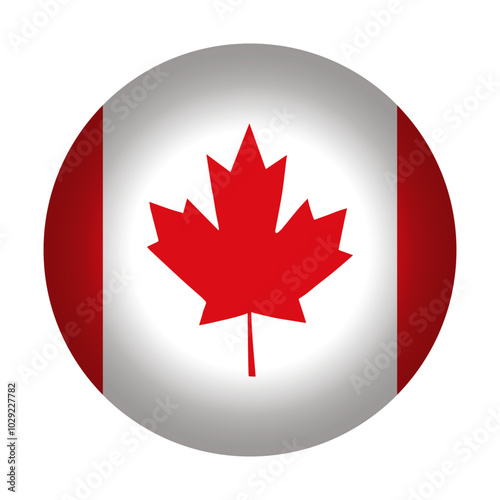 Round Canadian flag icon, vector illustration. Canada flag button isolated on a transparent or white background.