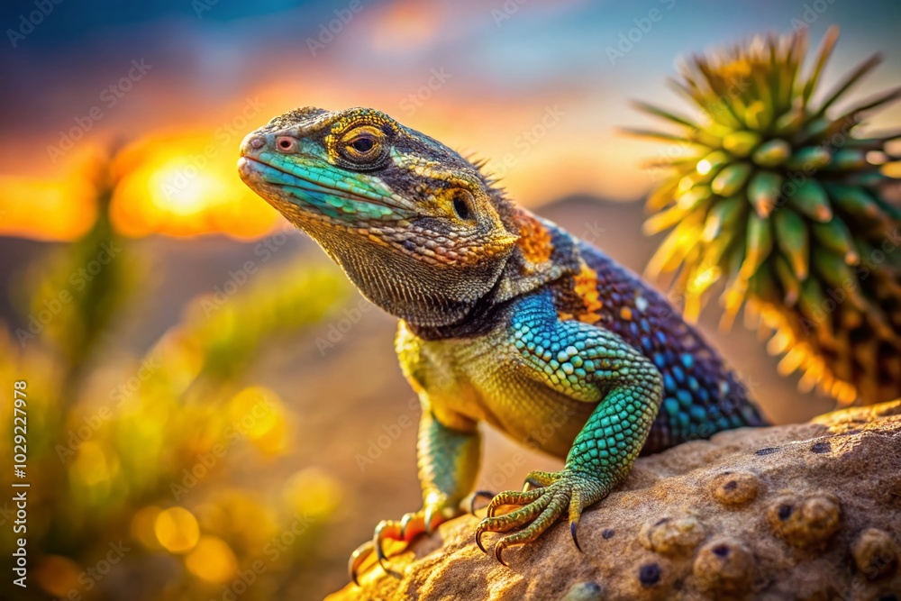 Fototapeta premium Captivating Desert Spiny Lizard in Natural Habitat - Stunning Wildlife Photography