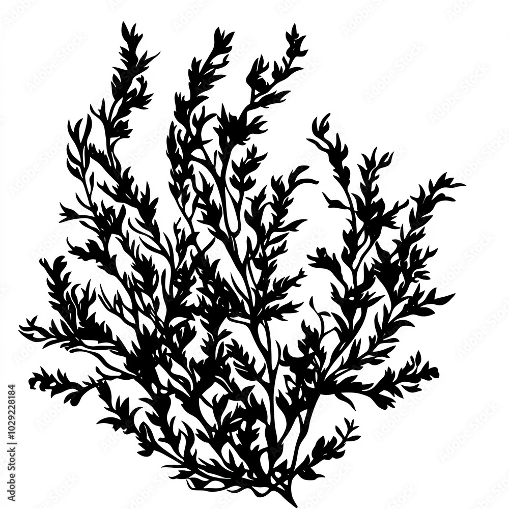 Kelp Silhouette, Illustration Isolated On White Background