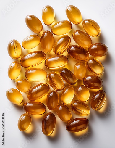 omega 3 capsules, isolated on a white background