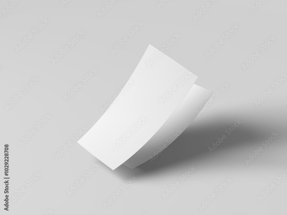 Perspective view two floating DL leaflet mockup Perspective view two floating DL leaflet mockup