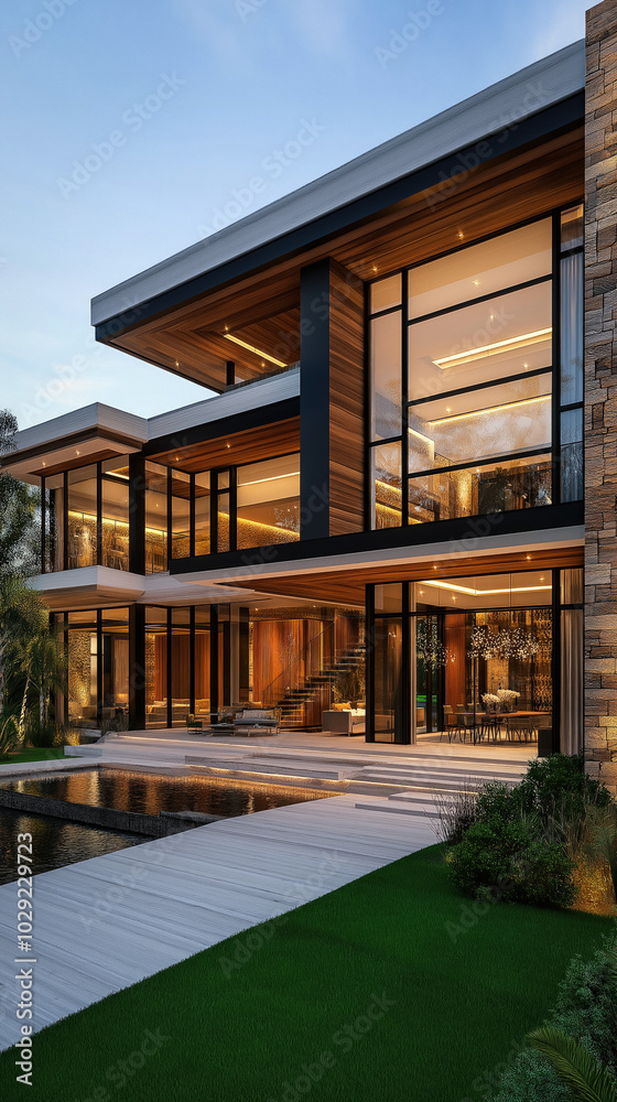 Modern House At Sunset Modern House At Sunset