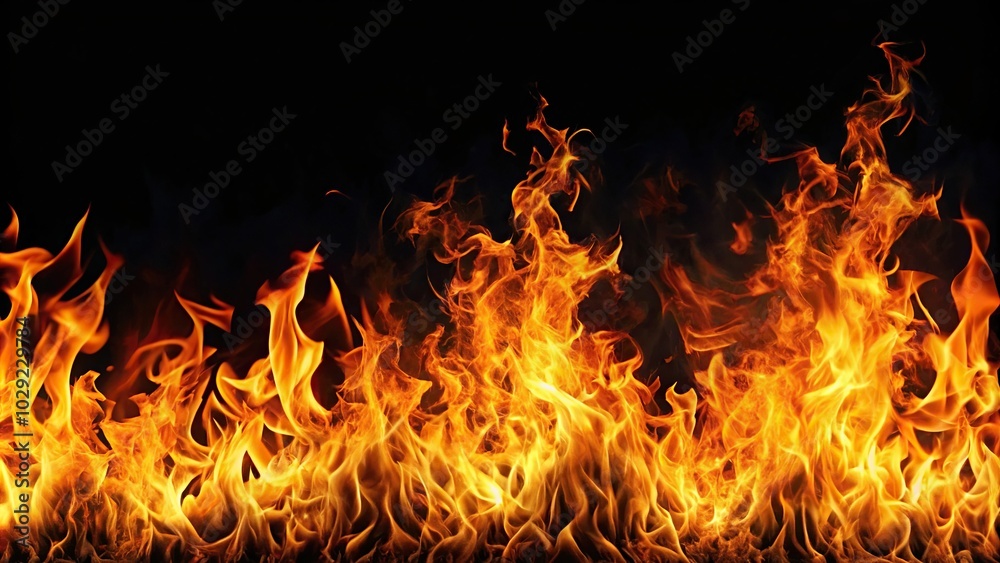 Flames background against black sky
