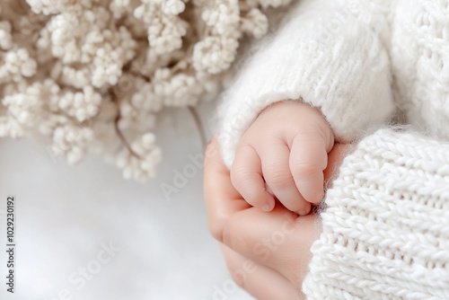 Newborn Baby Holds A Finger...