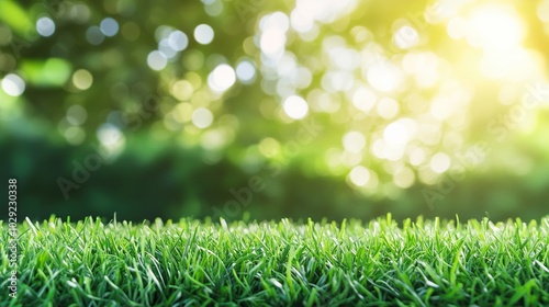 Green grass nature bokeh in garden background.