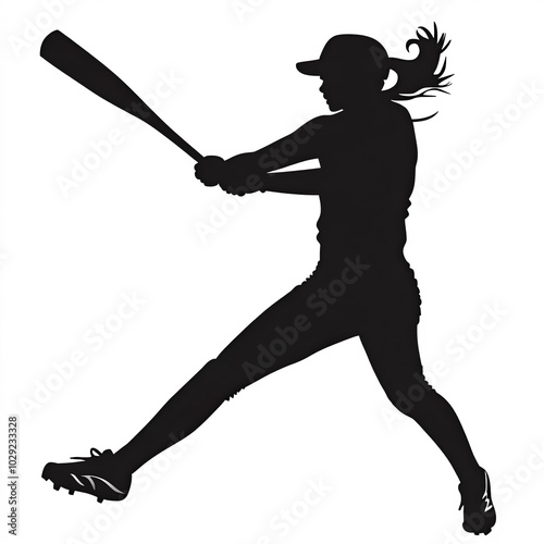 Softball Silhouette, Illust...