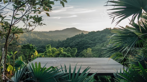 Scenic view of lush mountains and greenery under a serene sky.