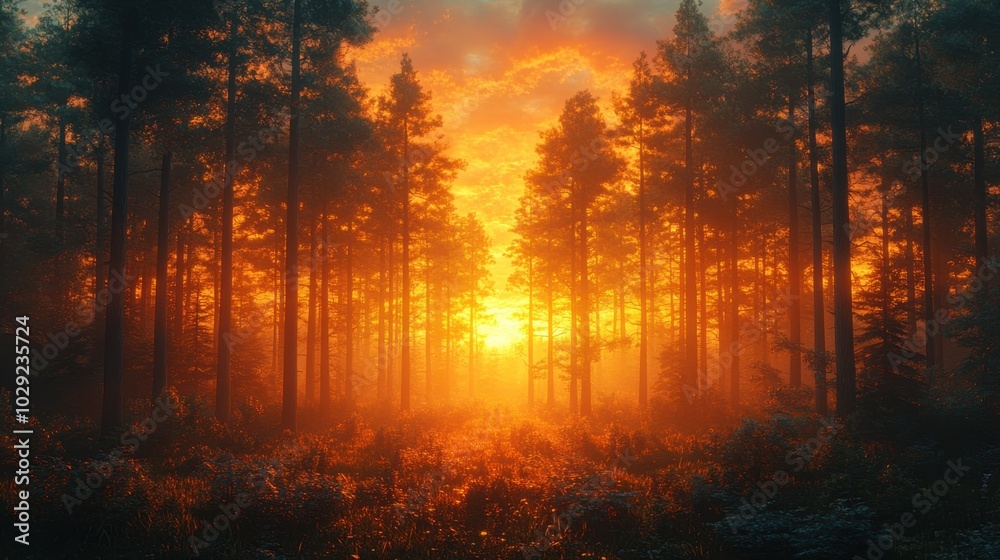 Low-poly forest at dawn, simplistic trees bathed in warm light, serene atmosphere, vibrant colors, tranquil landscape, inviting scenery Low-poly forest at dawn, simplistic trees bathed in warm light, serene atmosphere, vibrant colors, tranquil landscape, inviting scenery