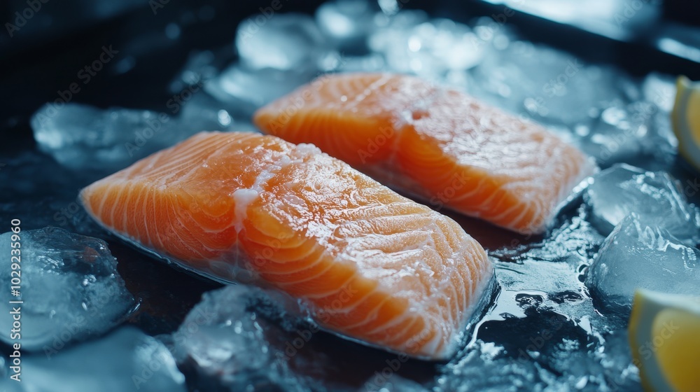 Frozen salmon. Food background Frozen salmon. Food background
