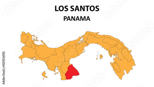 Los Santos Map is highlighted on the Panama map with detailed state and region outlines.