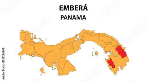 Emberá Map is highlighted on the Panama map with detailed state and region outlines.