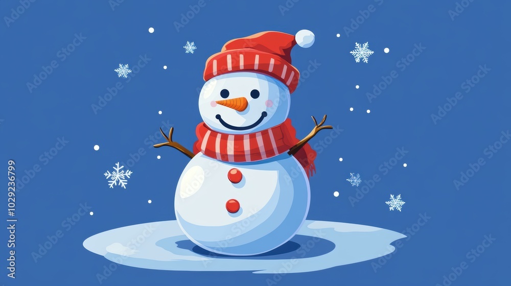 Fototapeta premium Cute snowman. Winter holiday theme.