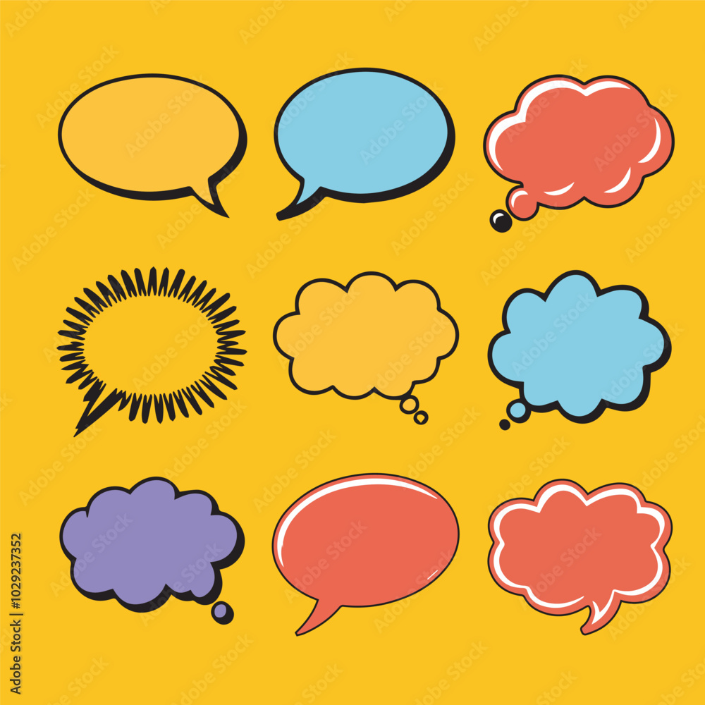 A collection of speech bubbles, speech bubble set, scrapbook stickers, communication graphics, comic strip elements, blank speech bubbles A collection of speech bubbles, speech bubble set, scrapbook stickers, communication graphics, comic strip elements, blank speech bubbles
