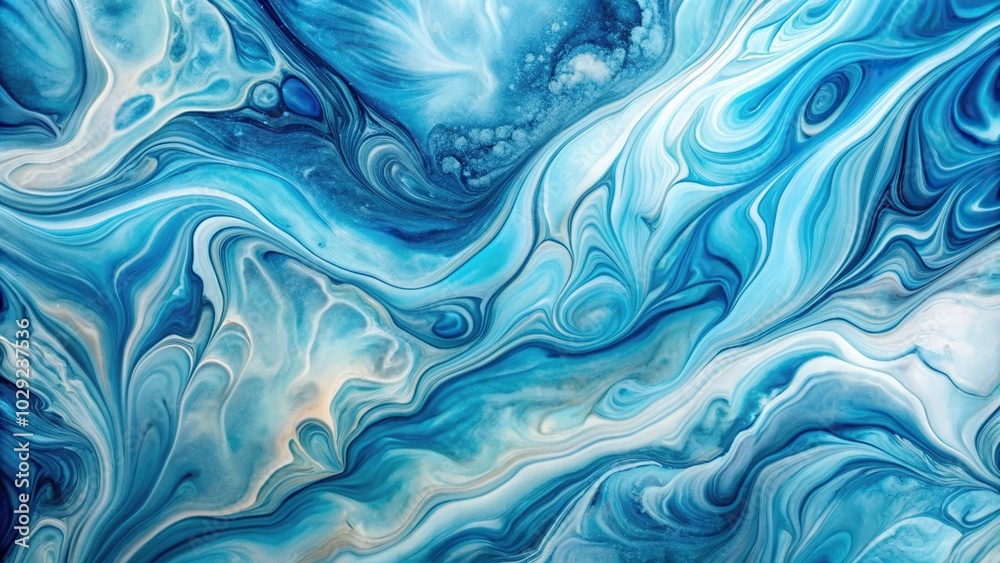 Obraz premium Fluid blue watercolor marble effect abstract background silhouette