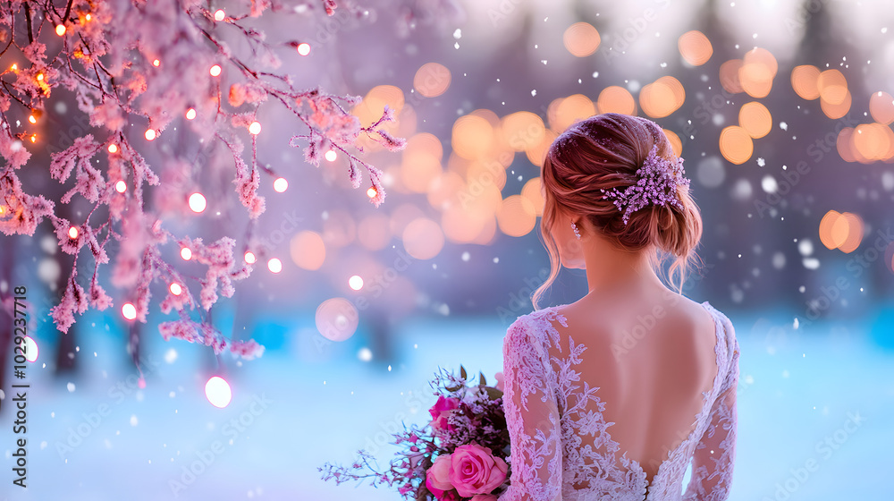 Stunning Bride Radiating Elegance in a Captivating Snowy Winter Wonderland Stunning Bride Radiating Elegance in a Captivating Snowy Winter Wonderland