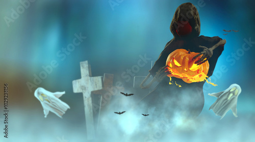 Halloween ghosts and dark d...