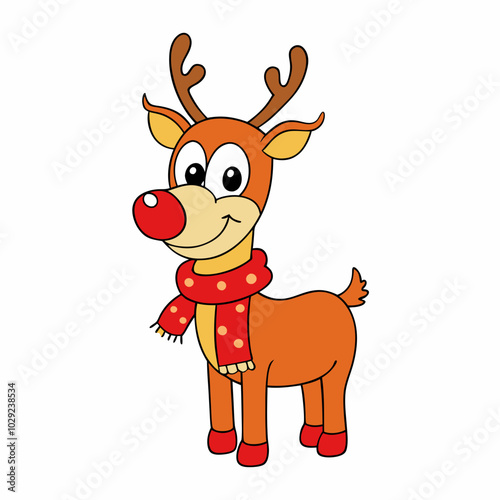 reindeer with a red nose and festive scarf 