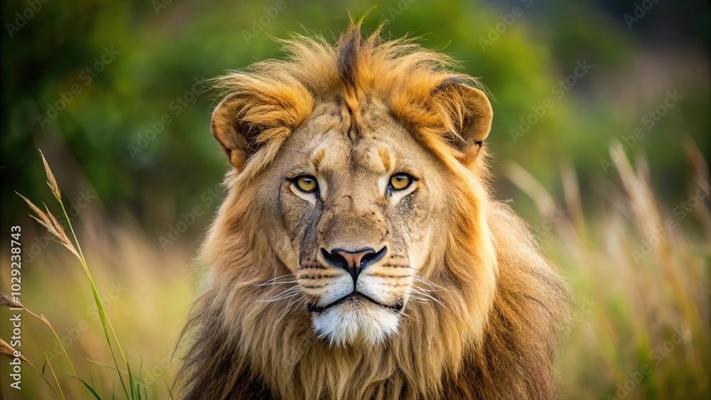 Obraz premium focused shot of a lion in the wild wildlife photography Eye Level