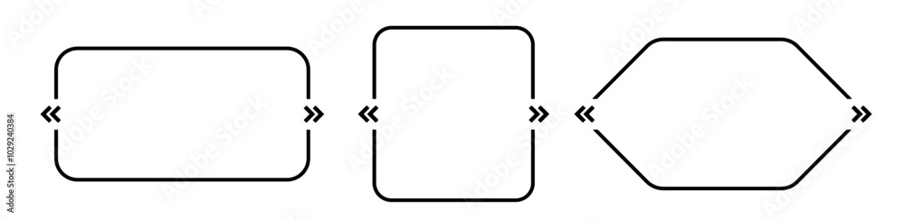 Quote frame black set for comments. Empty borders without information and text. Quote frame black set for comments. Empty borders without information and text.