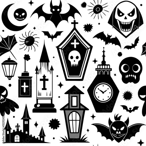 Scary Haunted House and Spider Halloween Backgrounds