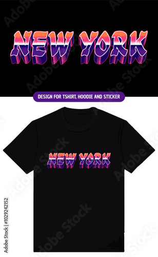 New york retro t-shirt design. T-shirt print design with retro vintage style color gradation typography. Typography for tee prints, posters, stickers and clothing