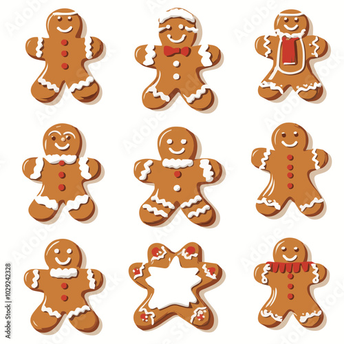 Vector set of Christmas gingerbread cookie