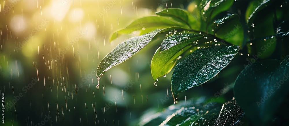 Raindrops on Fresh Green Leaves Raindrops on Fresh Green Leaves