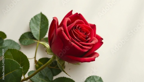 Perfect Heart-Shaped Crimson Rose on White Background