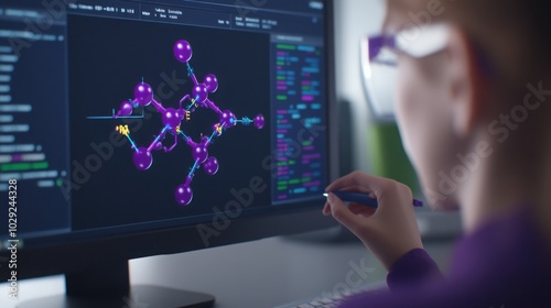 In Silico Drug Modeling on Computer Screen photo