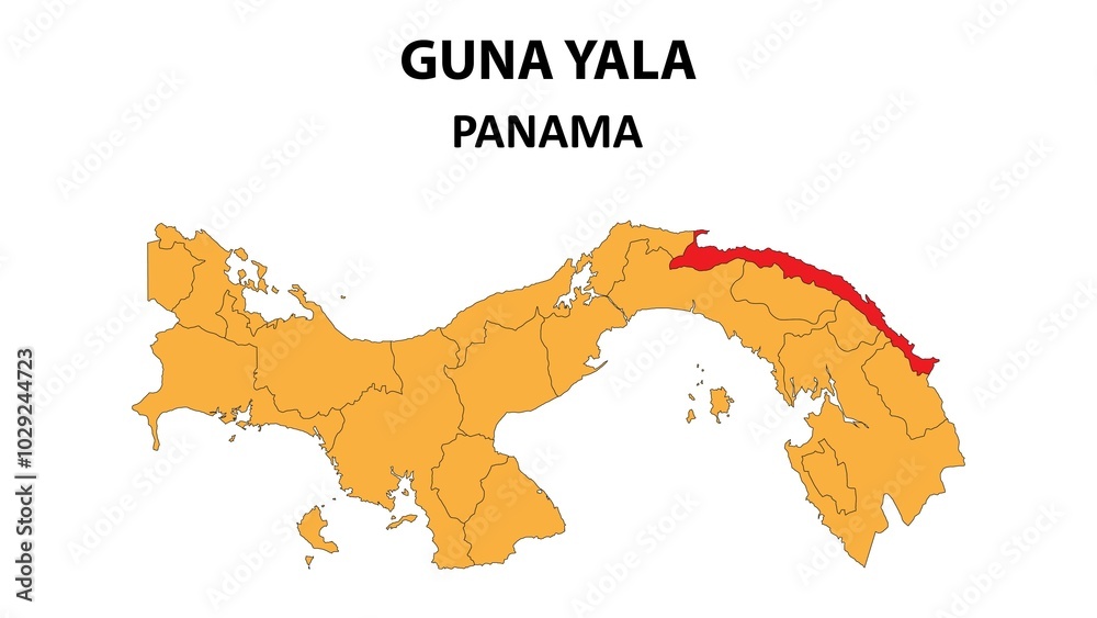 Obraz premium Guna Yala Map is highlighted on the Panama map with detailed state and region outlines.