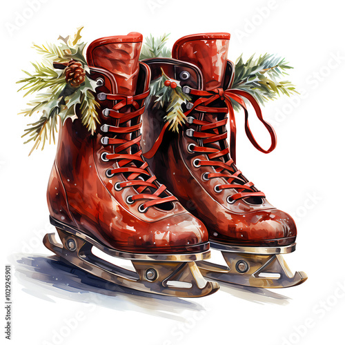 Snow Skates for Winter Activities – Perfect for Christmas Invites, Cards, Sublimation Designs, and Wall Art photo