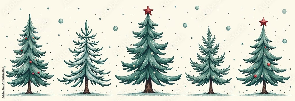 Christmas tree hand drawn illustrations. Christmas tree hand drawn illustrations.