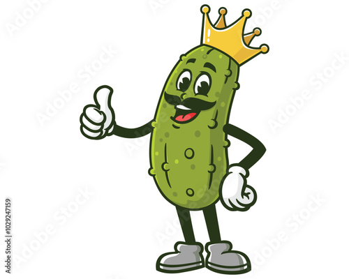 Pickle King Cartoon Mascot Illustration Character Vector Clip-art Hand-drawn Logo Design