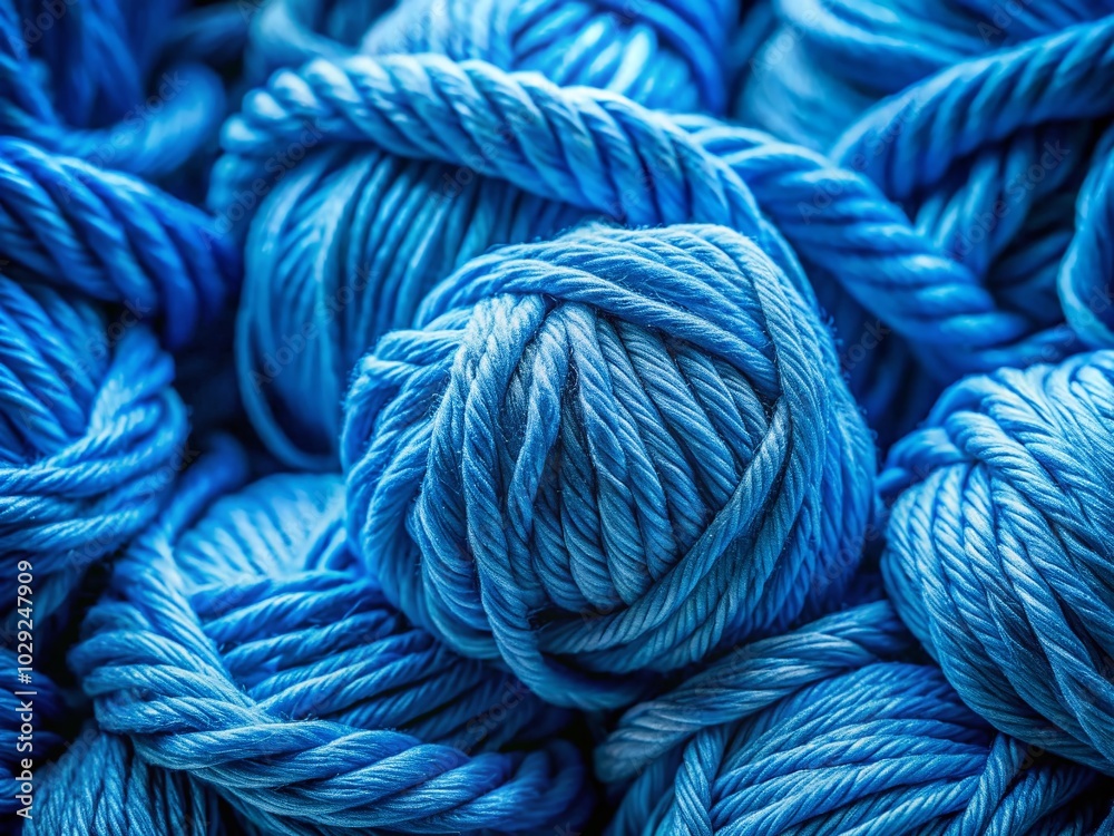Close-Up of Abstract Blue Yarn Threads for Textured Backgrounds Close-Up of Abstract Blue Yarn Threads for Textured Backgrounds