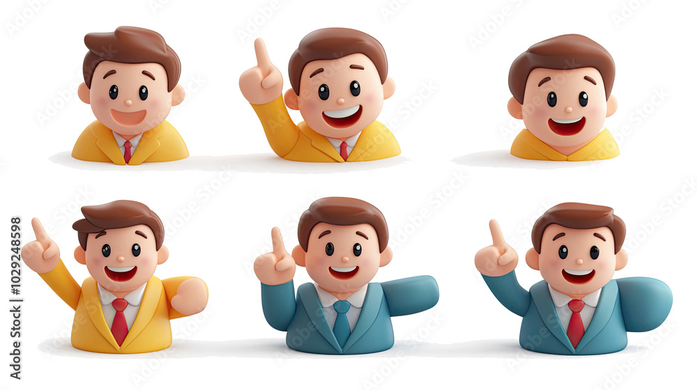 Kawaii Smiling Men Cartoon Characters on White Background Generative AI Kawaii Smiling Men Cartoon Characters on White Background Generative AI