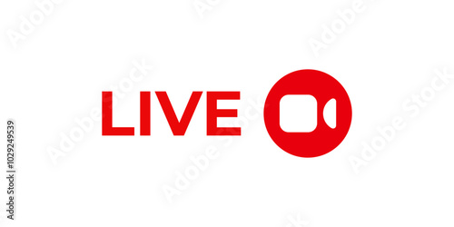 Online live stream logo. Red video broadcast icon.