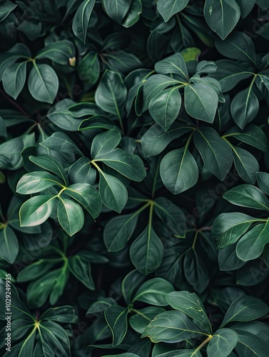 Closeup of dark green leaves elegant natural background