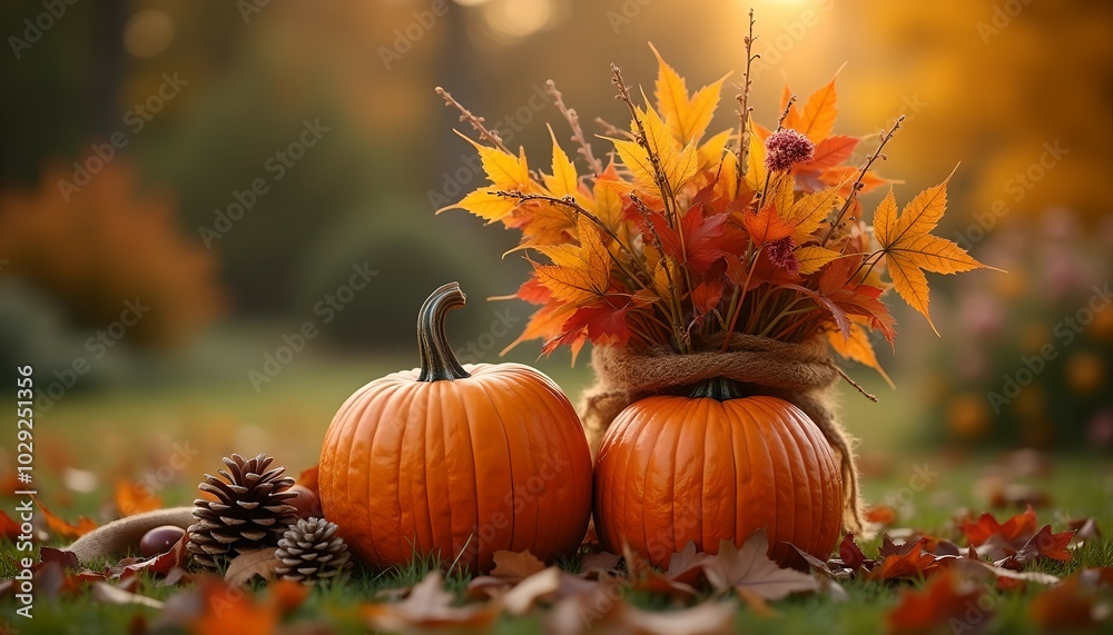 Autumn in the garden, pumpkin Autumn in the garden, pumpkin