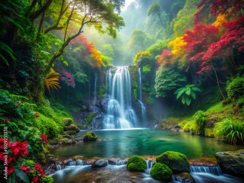 Surreal Waterfall in Iriomote Island's Enchanted Forest - Nature Photography