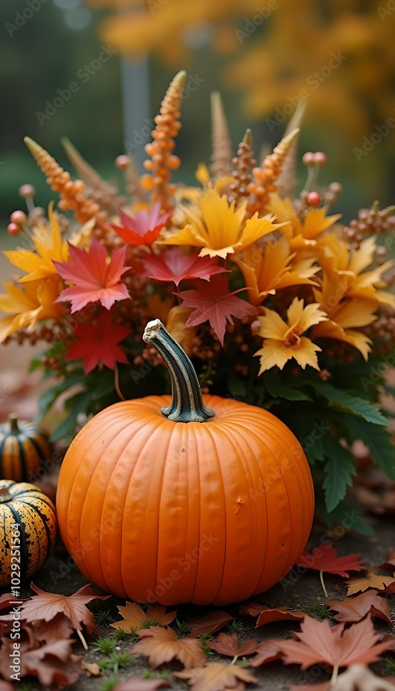 Autumn in the garden, pumpkin Autumn in the garden, pumpkin