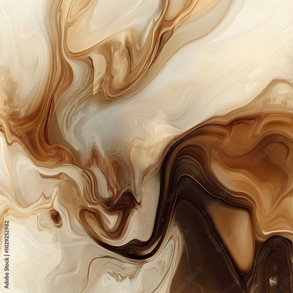 Abstract swirls of cream and brown create a fluid, organic design. Abstract swirls of cream and brown create a fluid, organic design.