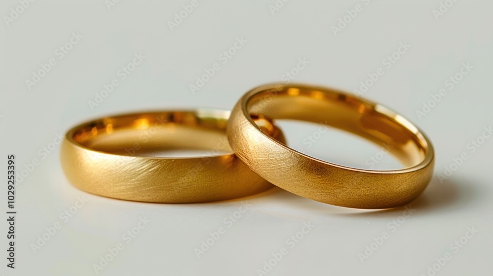 Two Simple Gold Wedding Bands with Brushed Finish Two Simple Gold Wedding Bands with Brushed Finish