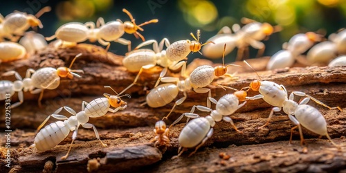 Close-Up of Termites on Decomposing Wood - Nature's Recyclers in Action photo